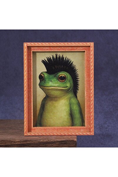 Choice4 C 1pc Quirky Wig Frog Wooden Fridge Magnet, Funny Frog Retro Framed A...