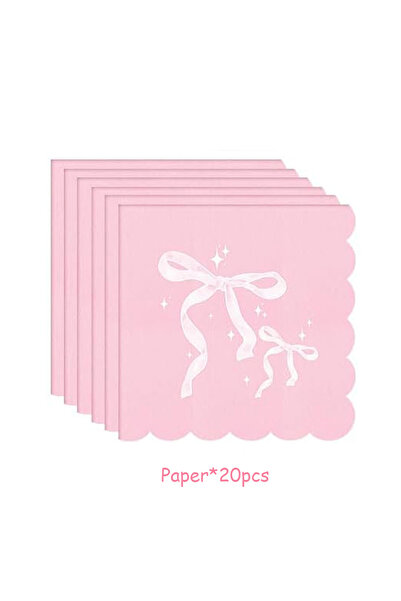 Choice5 Paper-10Pcs Pink Bow Birthday Decorati - Includes Bow Plates,Napkins,...