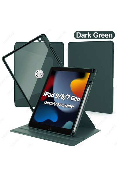 choice2 جراب أخضر داكن لجهاز iPad من الجيل التاسع/الثامن/السابع مع حامل قلم، ...