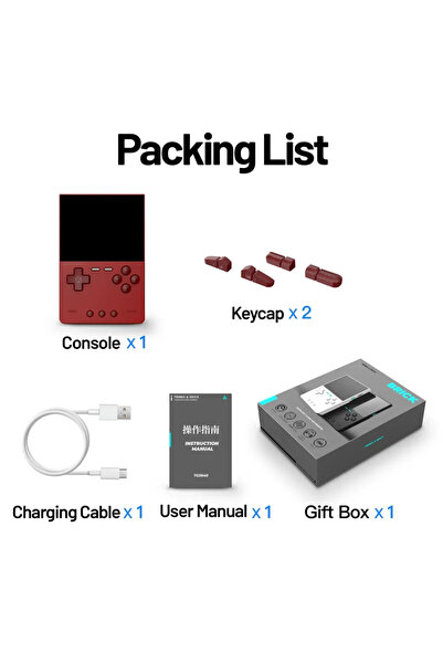 Choice14 جهاز ألعاب ريترو محمول TRIMUI BRICK أحمر اللون بسعة 64 جيجابايت، مزو...