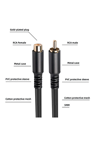 choice2 كابل تمديد ALLOYSEED بطول 6 أمتار، مزود بموصلات RCA ذكر إلى أنثى، كاب...