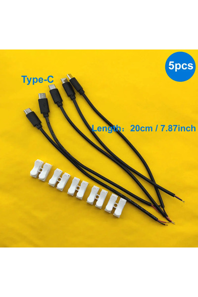 Choice7 كابل طاقة من النوع C مكون من 5 قطع، 2 في 1، USB-C إلى سلك طاقة مفتوح ...