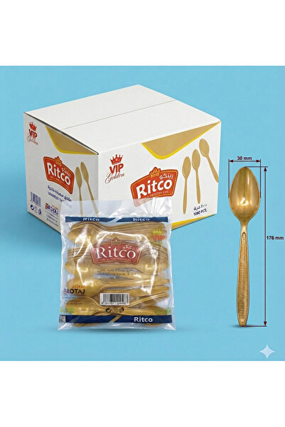 RITCO VIP Thick Gold Plastic Spoons Carton (1000 spoons/carton)