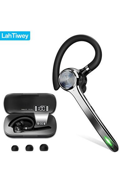 Choice سماعة بلوتوث سوداء V5.3، سماعة أذن لاسلكية مع علبة شحن بسعة 500 مللي أ...