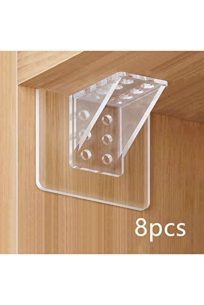 Choice Single row 8pcs 2/4pcs No-Drill Shelf Support Hooks, Clear Plastic Adh...