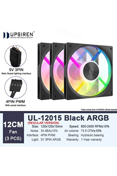 Choice7 Fixed Color Other UL-12015B ARGB 3PCS UPSIREN UL-12015 12CM thin chas...