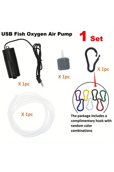 choice2 مضخة هواء أكسجين لحوض السمك باللون الأسود مزودة بمنفذ USB وضاغط هواء ...