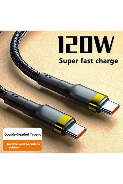 Choice شاحن سريع ذهبي بطول 2 متر وقوة 120 واط بتقنية الشحن السريع PD، كابل US...