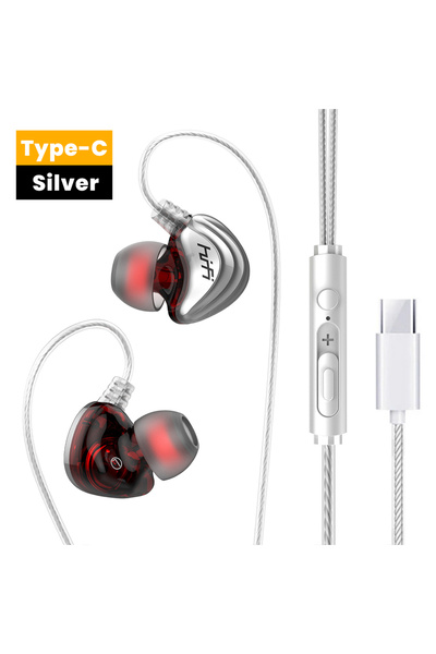 Choice سماعة أذن سلكية فضية بأسلاك مع ميكروفون، مناسبة للرياضة والموسيقى والأ...