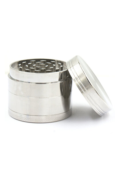 Choice1 مطحنة أعشاب معدنية محمولة فضية اللون، 40 مم، يدوية الصنع، 4 طبقات، مط...