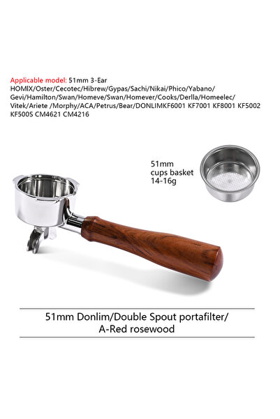 Choice4 حامل فلتر قهوة مزدوج الفوهة من دونليم 51 مم روزوود، بقطر 51 مم، مع سل...