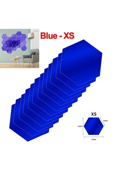 choice2 XS-Blue-46x40x23mm Hexagon Acrylic Mirror Wall Sticker Acrylic Adhesi...