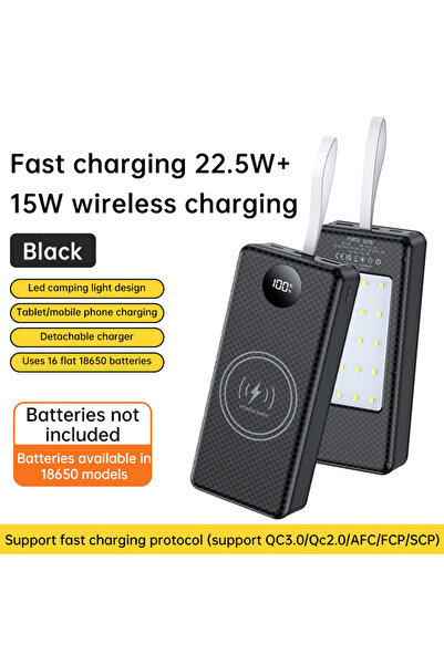 Choice1 علبة شحن متنقلة سوداء اللون، قابلة للتركيب الذاتي، 16S18650، مزودة بم...