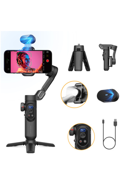 Choice مثبت جيمبال ثلاثي المحاور Smart XPro Ai من AHUAN، باللون الأسود، متواف...