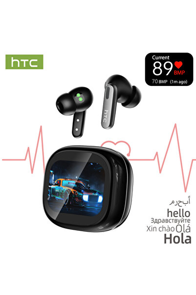 Choice سماعات رأس رياضية لاسلكية بلوتوث HTC NE46 سوداء اللون، مزودة بمراقب مع...