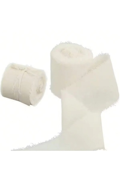 choice2 width 4cm 1Roll-Beige 1-3rolls Chiffon Ribb 15Meters Frayed Ribbon Ch...