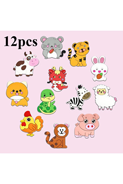 Choice مجموعة مغناطيسات ثلاجة متعددة الألوان مكونة من 12 قطعة على شكل حيوانات...