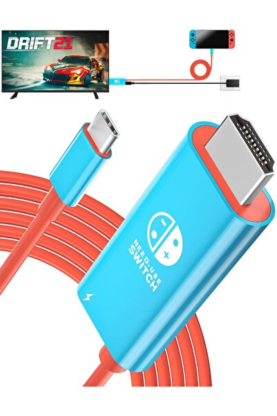 Choice1 Red Blue USB C to FHD 4K Cable For Switch/Switch 2,MacBook,iPad.Conve...