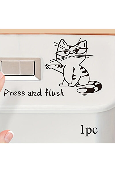 Choice 1pc Animated cartoon creative kitten toilet stickers, "press and flush...