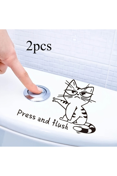 Choice1 2pcs Animated cartoon creative kitten toilet stickers, "press and flu...
