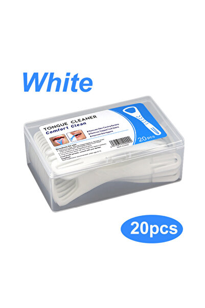 choice2 علبة تحتوي على 20 قطعة من مكشطة اللسان البيضاء القابلة للطي مزدوج الو...