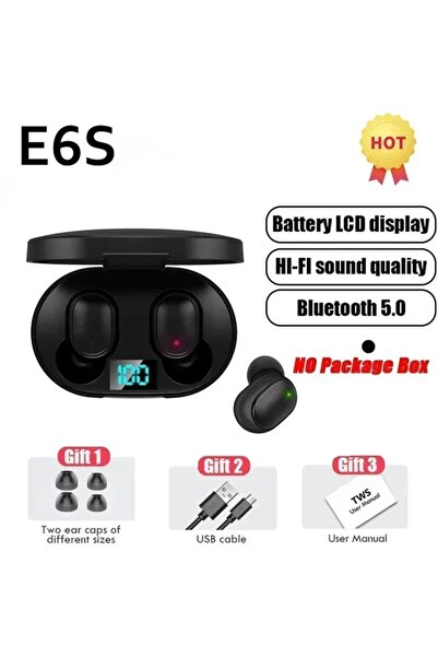 Choice سماعات أذن بلوتوث لاسلكية TWS E6S Fone سوداء اللون، مزودة بميكروفون وخ...