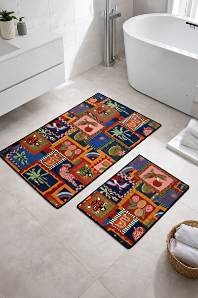 Nihai Ev Dijital Kaymaz Yıkanabilir Modern Banyo Paspası Banyo Halısı Banyo D...