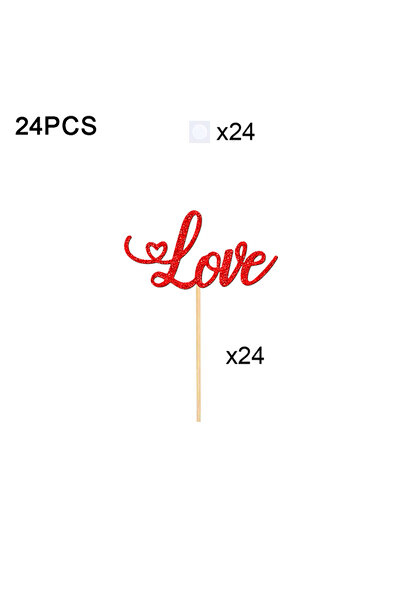 Choice1 Red YOMDID 24Pcs Valentine's Day Love Cupcake Toppers Glitter Love Si...