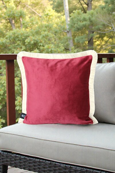 LUX VIE غطاء وسادة 45x45 سم من قماش بيبي فيس مع شراشيب كريمية