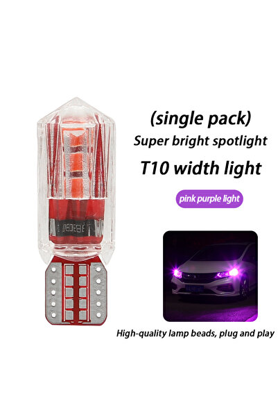 Choice7 مصباح LED صغير T10، لون وردي بنفسجي - قطعة واحدة، عدسة معدلة، إضاءة خ...