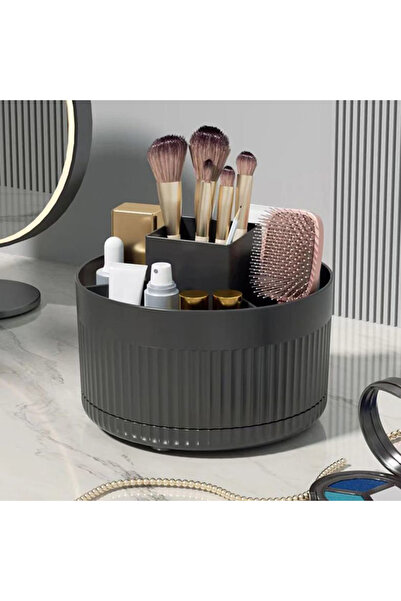 Choice علبة تخزين سوداء لفرش المكياج، علبة تخزين فرش مكياج دوارة 360 درجة، عل...