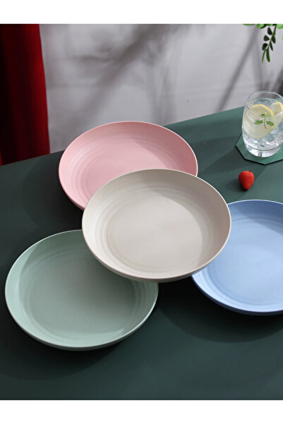 Choice 4 Pieces Small 20cm 4Pcs Lightweight Wheat Straw Plates Unbreakable Re...