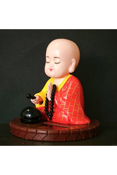 choice2 Red Solar Powered Little Monk Car Accessories, Car Shaking Little Mon...