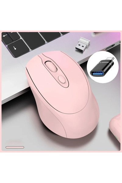 Choice1 ماوس كمبيوتر لاسلكي قابل لإعادة الشحن بتقنية OTG، وردي اللون، متوافق ...