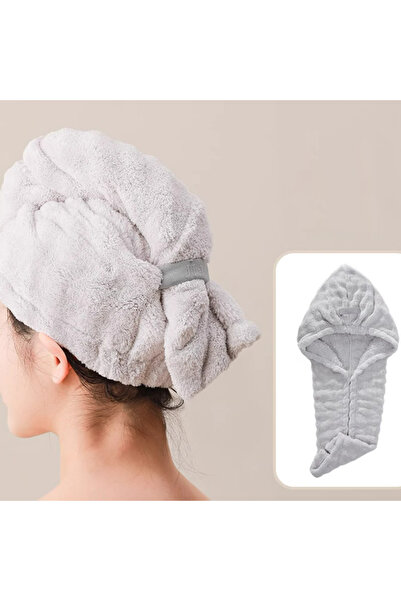 choice2 Light Grey Quickly Hair Dry Towel Super Absorbent Soft Bathroom Women...