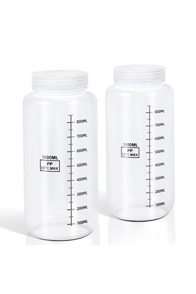Choice مجموعة من زجاجتين بلاستيكيتين واسعتي الفوهة مع أغطية، سعة 1000 مل × 2،...