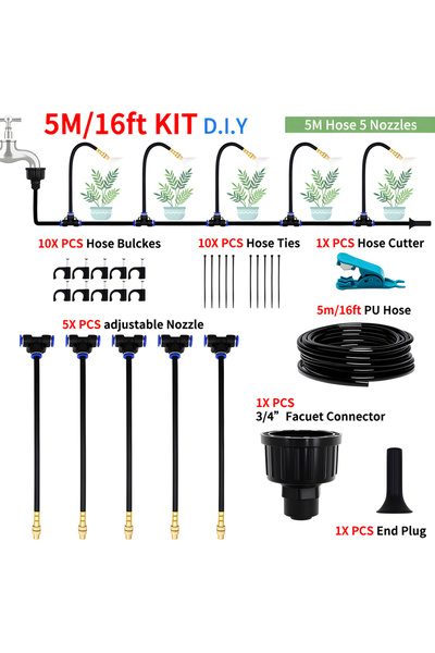 Choice3 DIY 5M DIY Free Bending Universal Spray Kit For Greenhouse Garden Flo...
