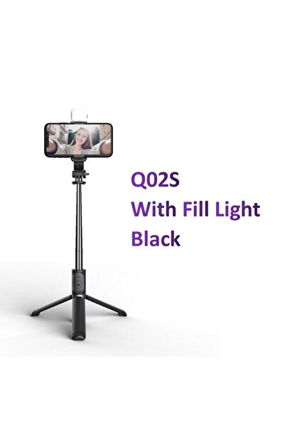 Choice1 حامل ثلاثي القوائم محمول أسود Q02S للهاتف، عصا سيلفي مع إضاءة LED، حا...