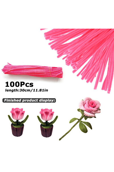 choice2 30cm x 0.6cm Pink2 100Pcs 30cm Colors Chenille Stem Twisted Rod Iron ...