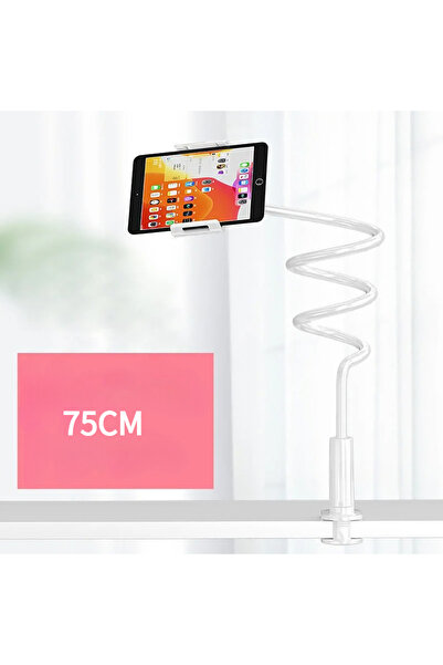 choice2 حامل هاتف محمول وتابلت أبيض قابل للطي 70 سم بجانب السرير وحامل مسند ر...