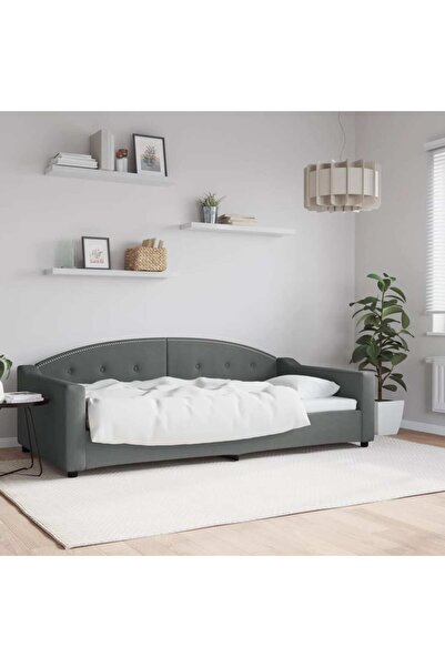 Concept Cadru de pat, gri închis, 100 x 200 cm, material textil