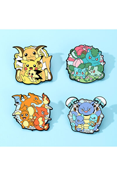 Choice MINISO 1 4pcs Cute Pokemon Japanese Anime Enamel Pin Pikachu le Bulbas...