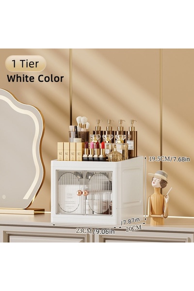 Choice8 1 Layer White Foldable Desktop Makeup Organizer Multi-Layer Storage C...
