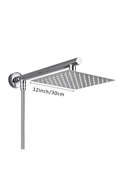 Choice8 رأس دش مطري فائق النحافة مثبت على الحائط، مطلي بالكروم، مقاس 12 بوصة،...