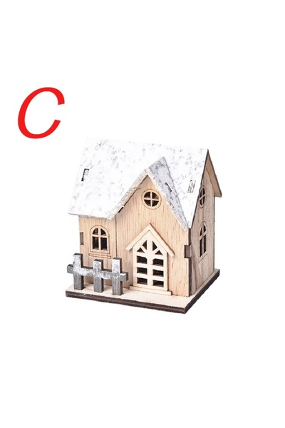 choice2 C Christmas LED Light Wooden House Luminous Cabin Merry Christmas Dec...