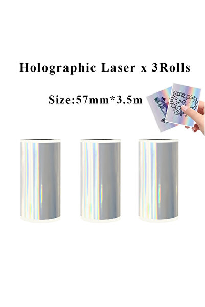 Choice11 3Rolls 53mm 57mm Holographic Laser Transparent Glossy Thermal Sticke...