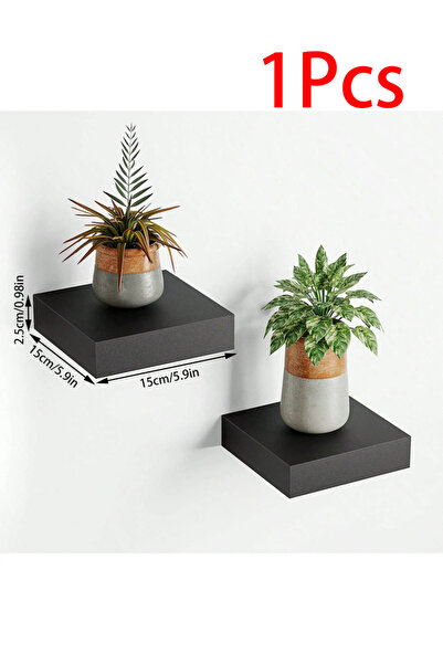 Choice1 رف حائط عائم مربع أسود صغير الحجم مزود بأقواس تثبيت مخفية، رقم المودي...