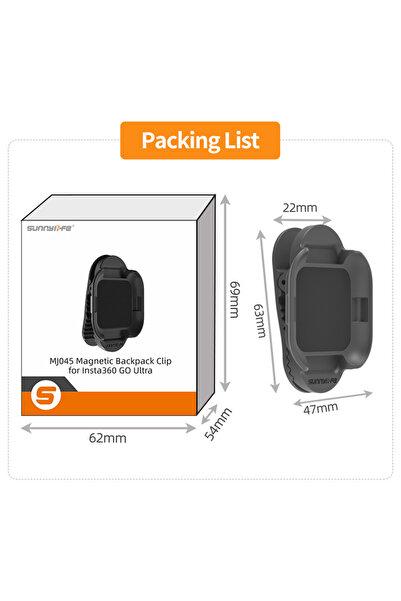 Choice حامل مشبك حقيبة ظهر عالمي باللون الأسود لكاميرا Insta360 Go Ultra، مشب...
