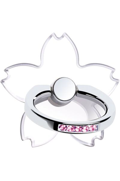 Choice حامل هاتف محمول على شكل خاتم شفاف وردي اللون بتصميم زهرة الساكورا، منا...