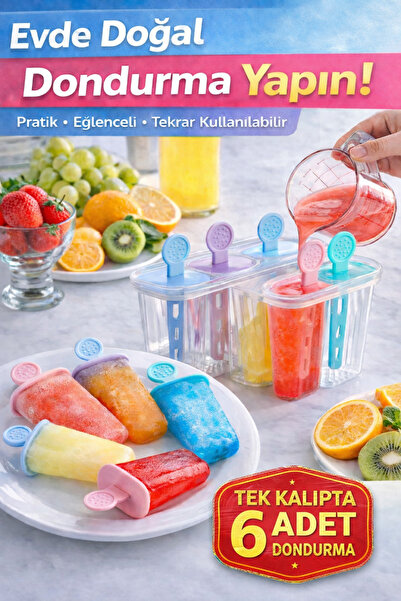 Mode Cool 6’lı Dondurma Kalıbı – BPA Free Evde Sağlıklı Buz Dondurma Yapma Seti